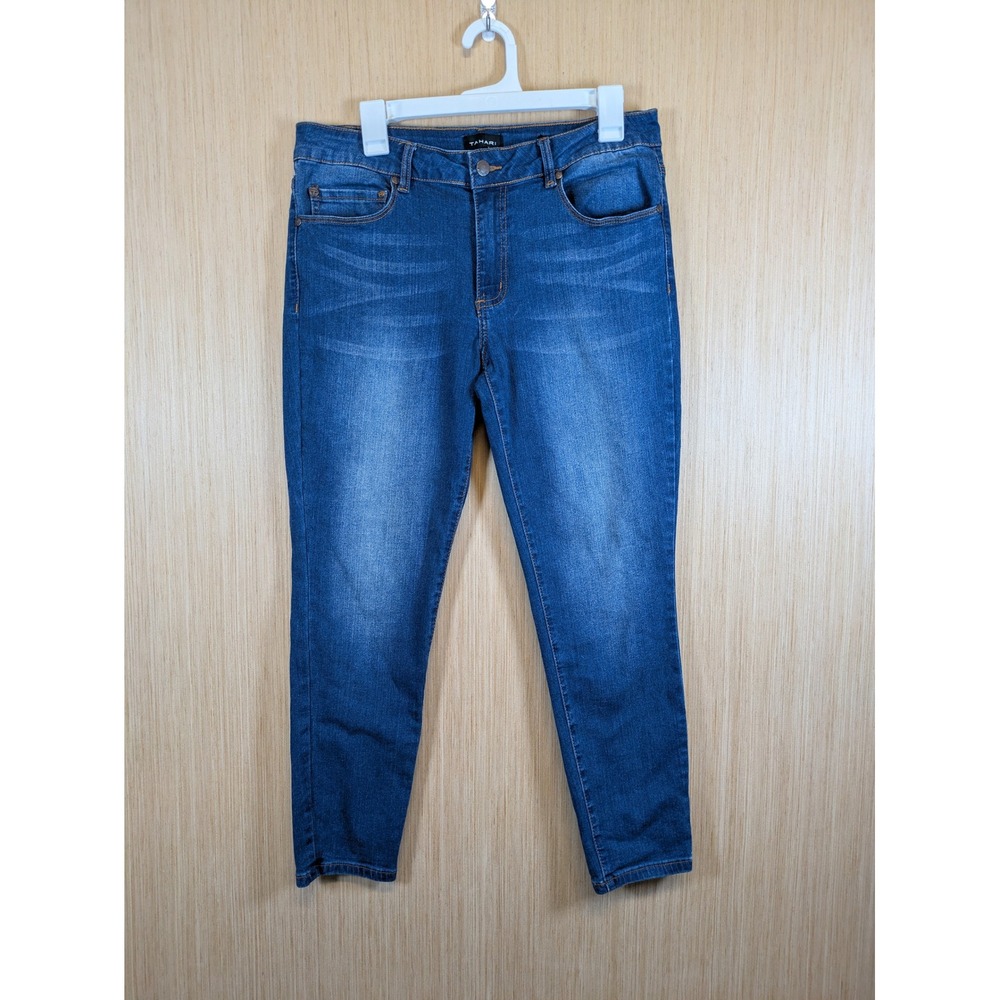 Tahari Womens Skinny Jeans Blue Medium Wash Ankle Length Size 12/31 Mid Rise